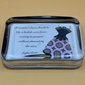 Vintage Style Glass Paperweight-Fabulous Sophia Loren Quote